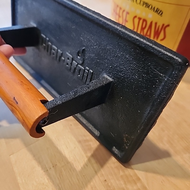 Cast Iron Grill Press 8.75 Bacon Burger Weight Wood Handle Char-Broil gallery