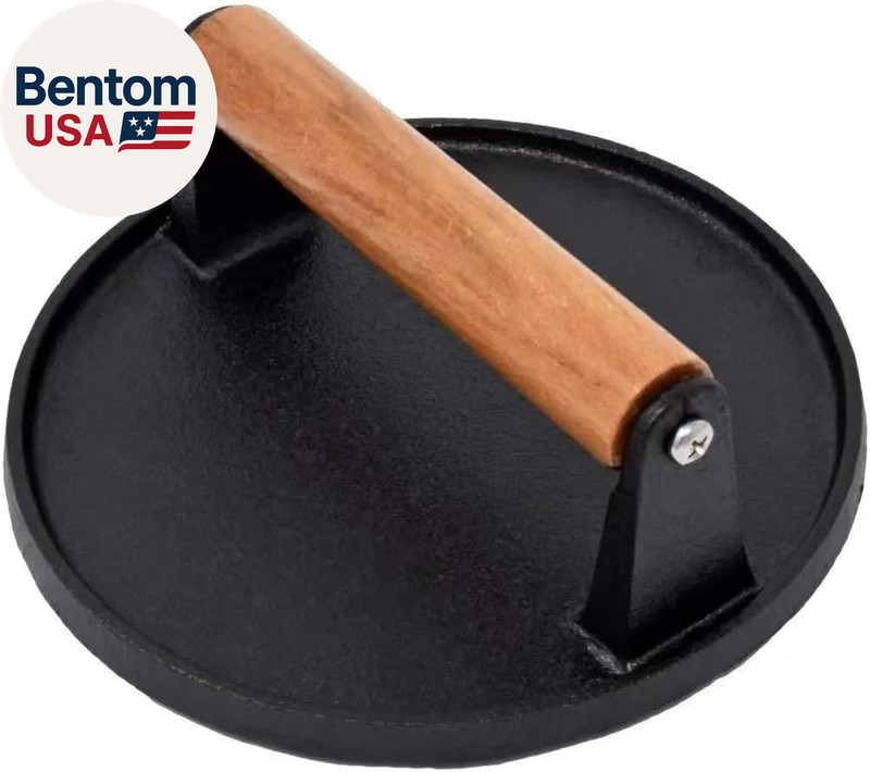 Kitchen Tools Heavy Duty Cast Iron Smash Burger Press round Barbecue Meat Flat P gallery