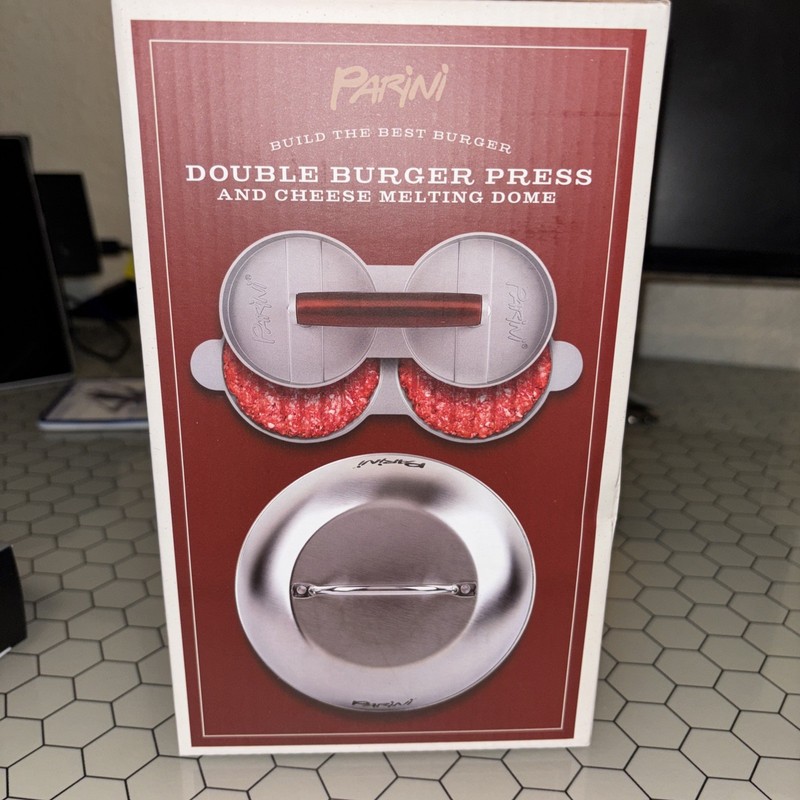 Burger Press Double & Cheese Melting Dome by Parini Stainless Steel NEW gallery