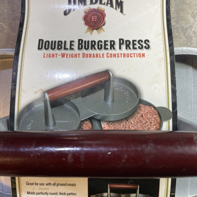 Jim Beam Non Stick Heavy Duty Aluminum Double Burger Grilling Patty Press JB0169 gallery