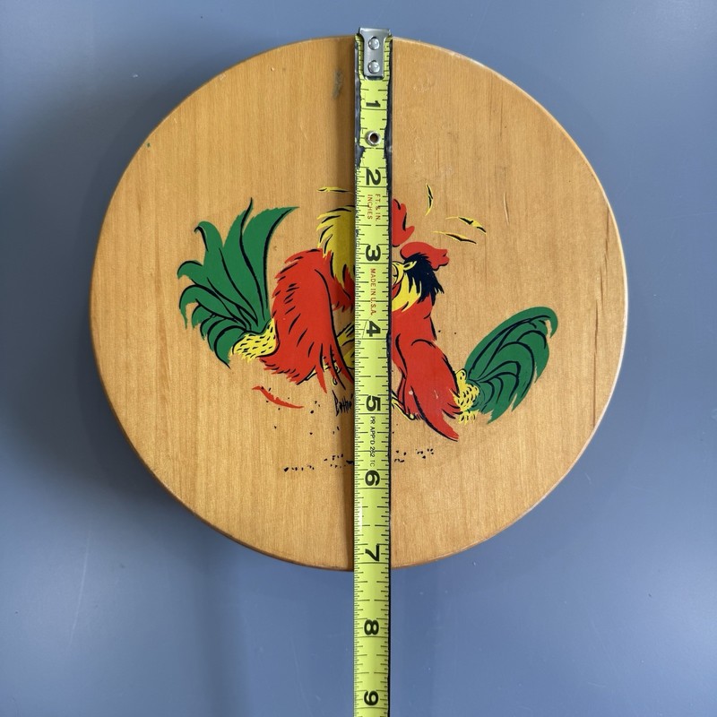 Vintage Wooden Hamburger Press Two Fighting Roosters Chickens Multi Color gallery