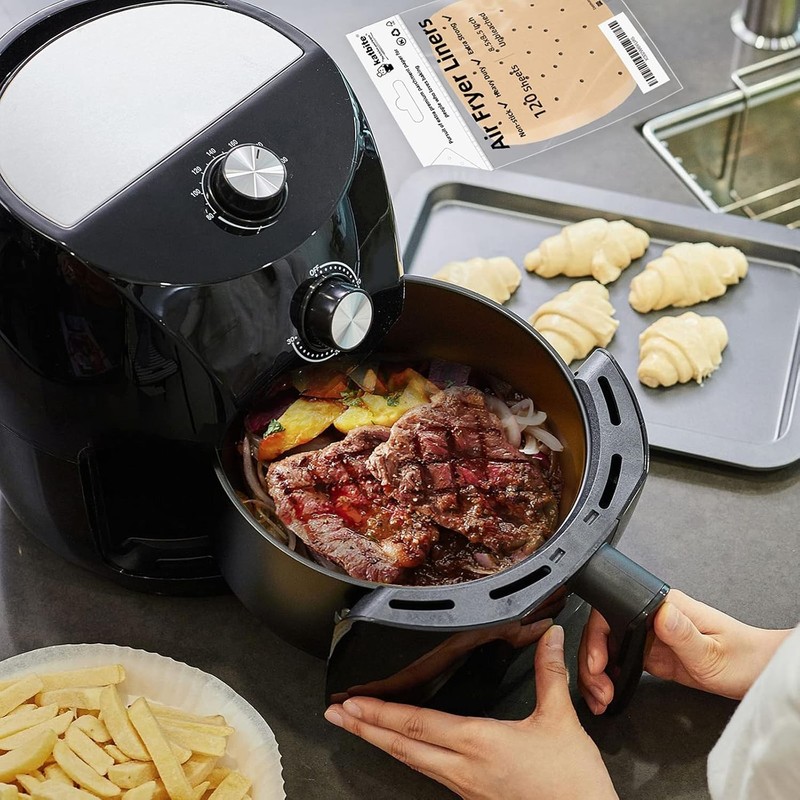 Katbite 200Pcs 7.5 In Air Fryer Liners, 7.5" x 7.5"-200Pcs, Brown gallery