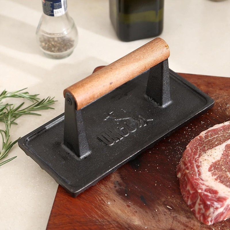 Cast Iron Grill Press 6.9" Round 8.3"x 4.3" Rectangular Burger Press for Griddle gallery