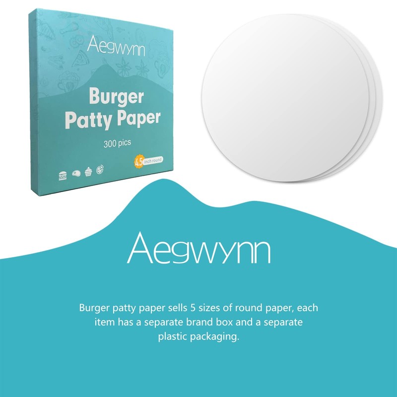 Aegwynn Hamburger Patty Paper Round 4.5 Inch 300 Pcs, Parchment inch gallery