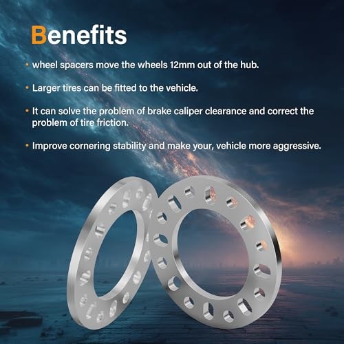 4PCS 8 Lug Wheel Spacers 1/2 Inch (12mm) Thick, 8x6.5 8x165.1 Pack of 4, 12mm gallery