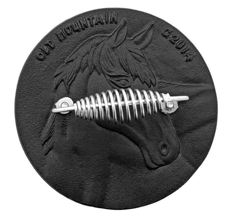 Horse Old Mountain 7” Cast Iron Burger & Bacon Press Spiral Handle Grill gallery