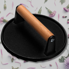 Burger Press, 7″ round Heavy-Duty Cast Iron Smash Bacon Press Meat Steak