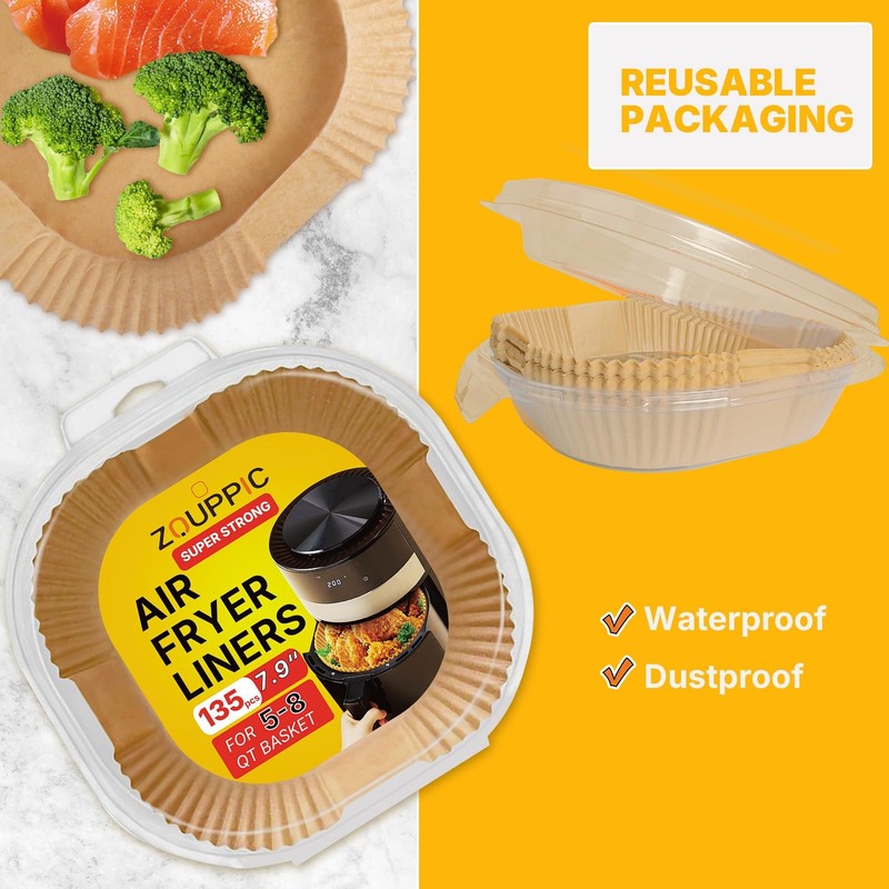 Air Fryer Liners Disposable 7.9 Inch - 135PCS, 7.9" Square - 135pcs, Wood gallery