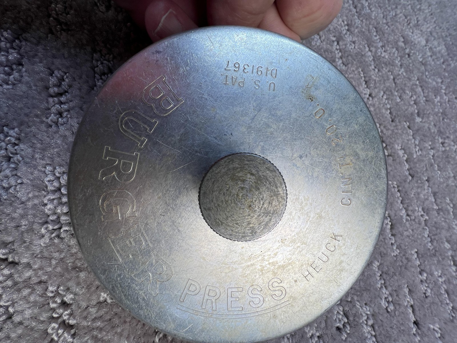 Vintage Heuck Burger Press Cast Aluminum Cinti 20.0 US Pat D191367 Kitchen gallery