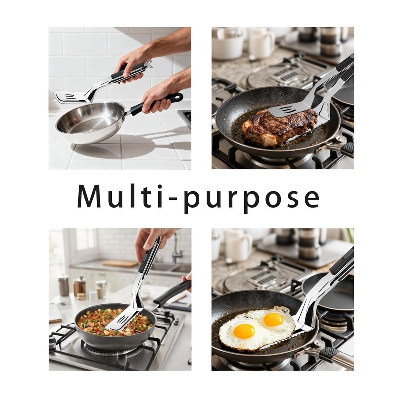 11.5-inch Stainless Steel Tongs for Cooking – Versatile Metal Spatula Tong gallery