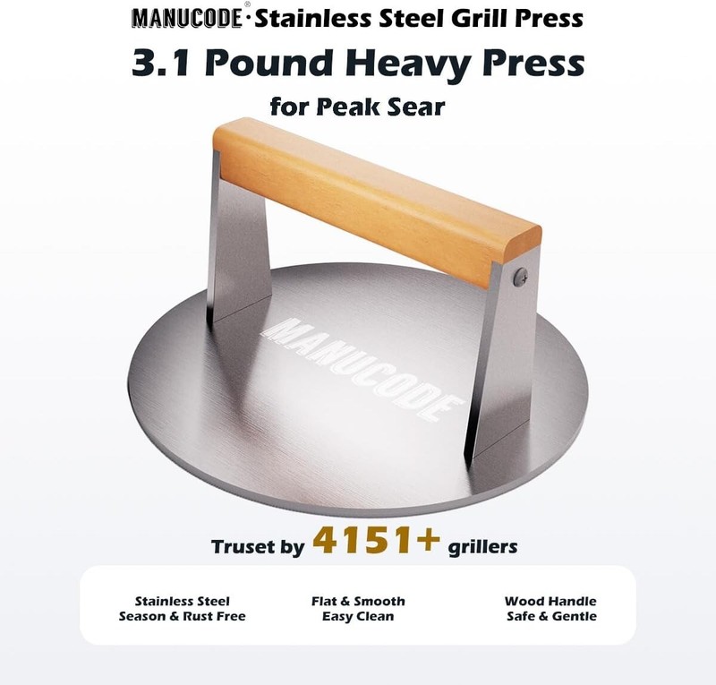 Professional Stainless Steel Burger Press - Heavy Duty and Rust-Free - 8-Inch gallery