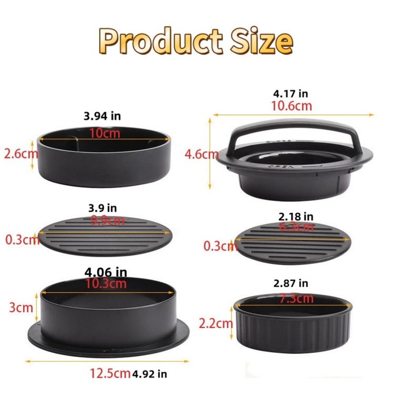 Non Stick 3-In-1 Stuffed Burger Press Hamburger Patty Mold Maker Slider BBQ gallery