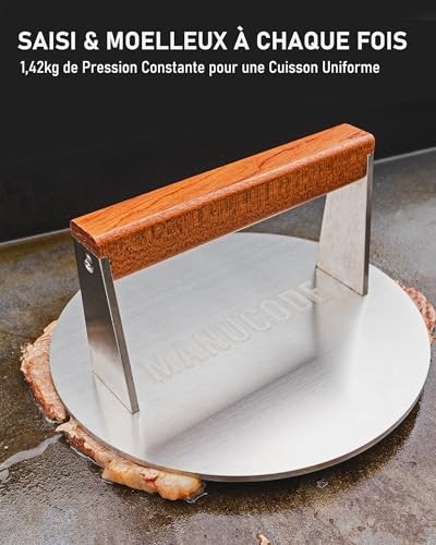 Smash Burger Press 8 Inch, 3.1 Lb Burger Smasher, Heatable for Searing 8" gallery