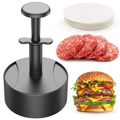 Modern Stainless Steel Burger Press Tool 100 PCS Wax Disc Papers (Bulk 3 Sets)