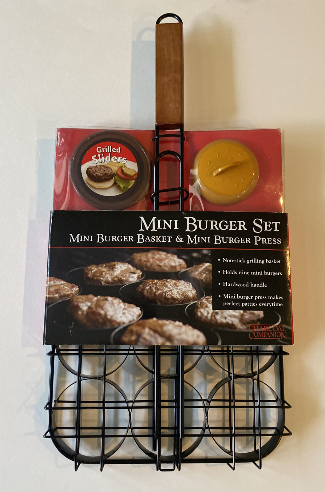 Charcoal Companion Mini Burger Set, Burger Basket & Mini Burger Press -NWT gallery