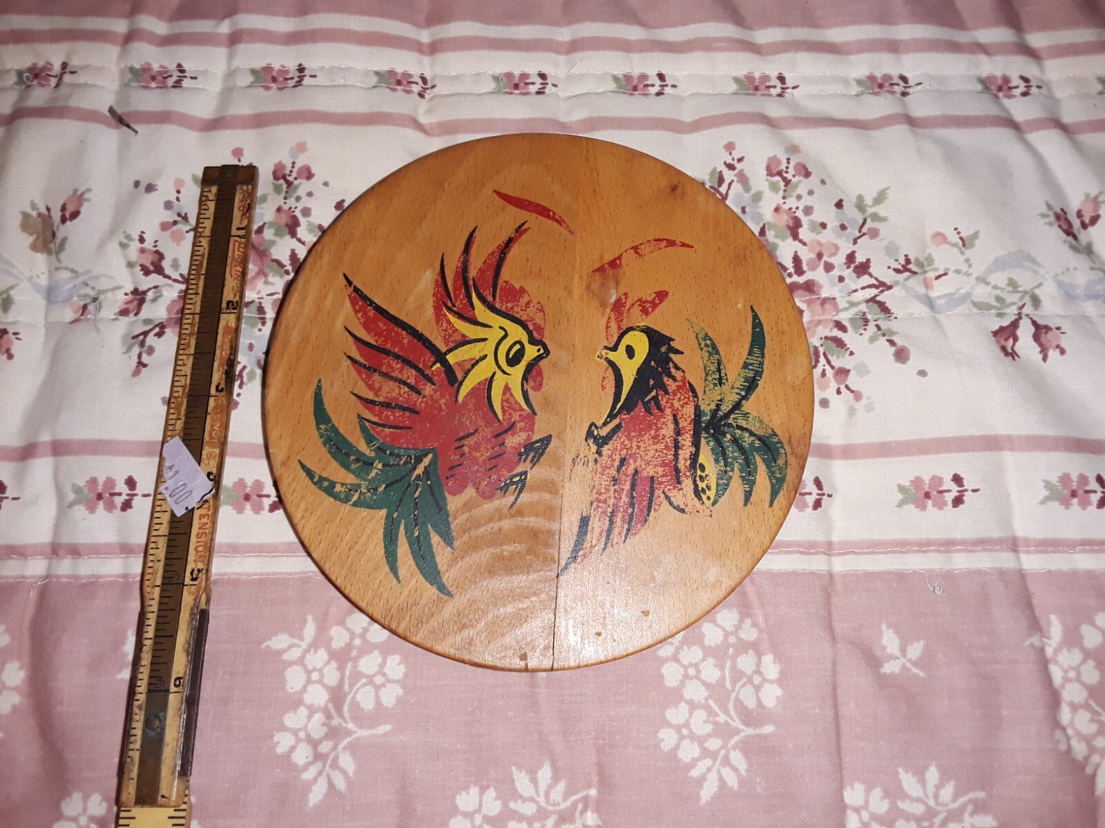 Vintage 1950's Wood Hamburger Press Exotic Birds gallery