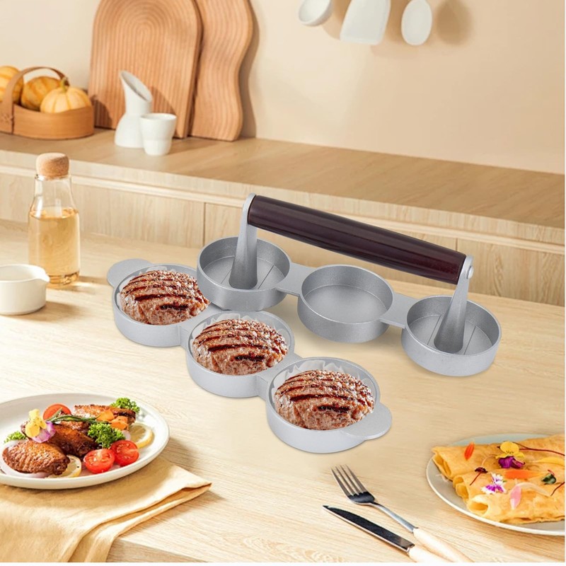 Mini Burger Press Small Meat Patty Maker 200 Papers Three 2.56Inch Molds gallery