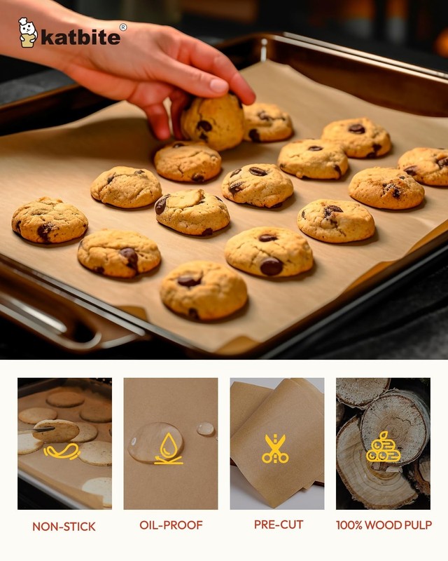 Katbite Unbleached Parchment Paper Baking Sheets, 12"x16"-120, 12"x16"-120 gallery