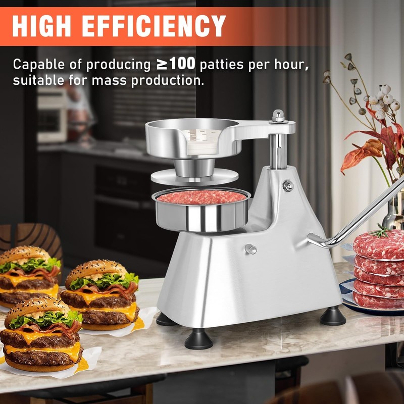 Commercial Burger Patty Maker 3 in 1 Stainless Steel Heavy Duty Hamburger Pre... gallery