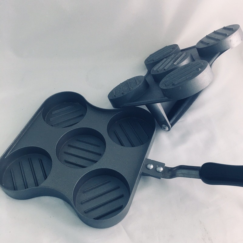 Hamburger Slider Maker Stuffer Top of Stove Cooker 5 Patties with Press Top gallery