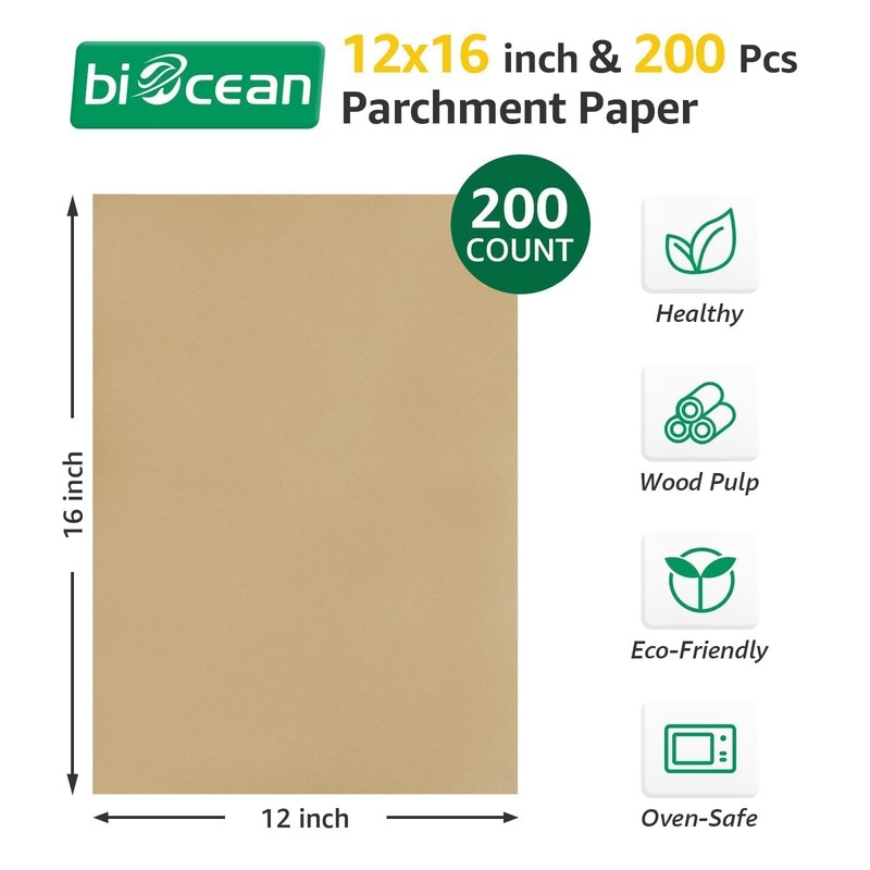 BIOCEAN 200Pcs 12x16In Unbleached 12" x 16" Half Sheet Pan, 200 Pack gallery