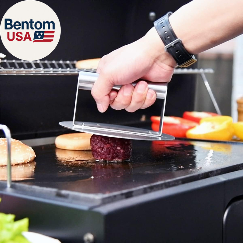 Stainless Steel Burger Press, 6.2 Inch round Burger Smasher, Professional Griddl gallery