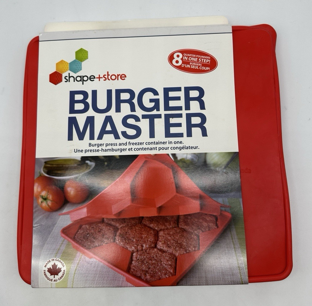 Shape + Store Burger Master 8 in 1 Burger Press & Freezer Container Silicone NEW