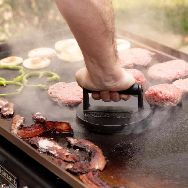 6.5 in Cast Iron Smashed Burger Press, round Flat Edge Grill Press for Burgers, gallery