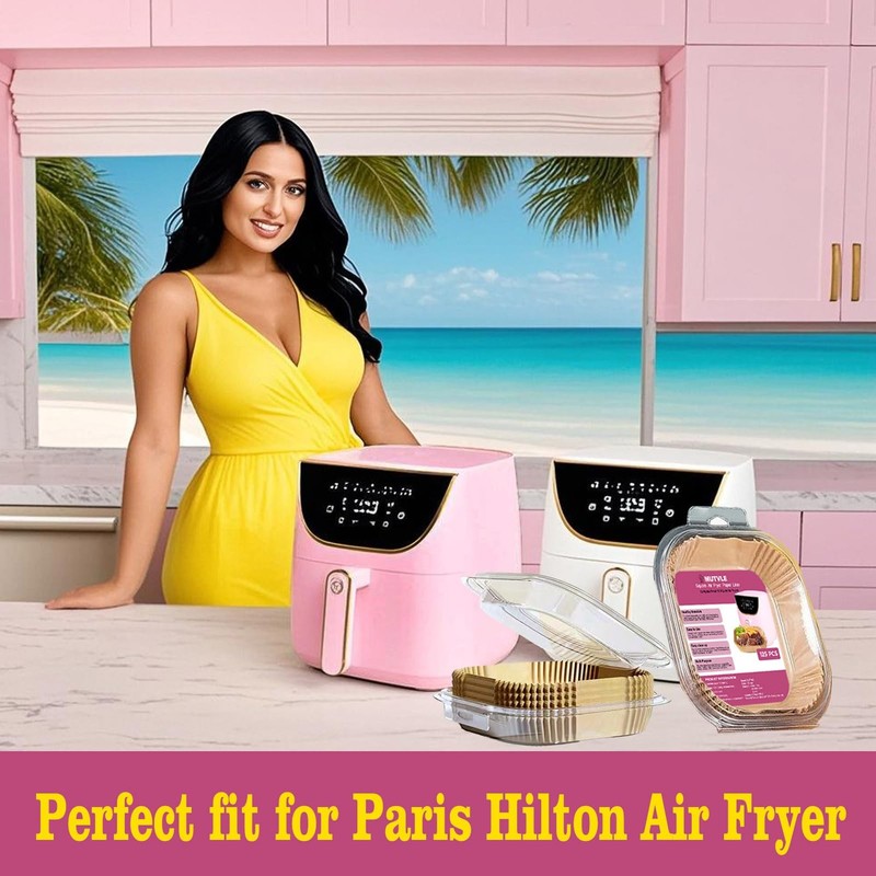 Air Fryer Liners for Pink Fryer, Paper 8" Square 130pcs, Natural gallery