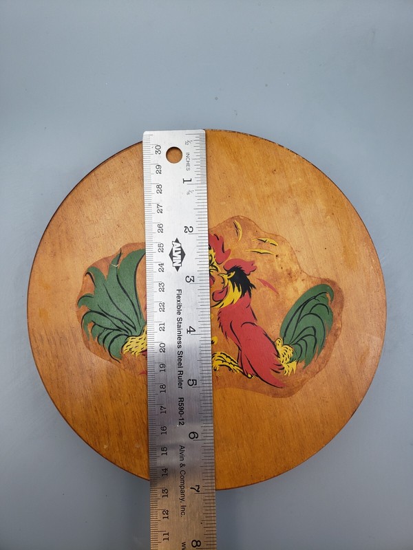 Vintage Jumbo Wood Fighting Roosters Hamburger Press gallery