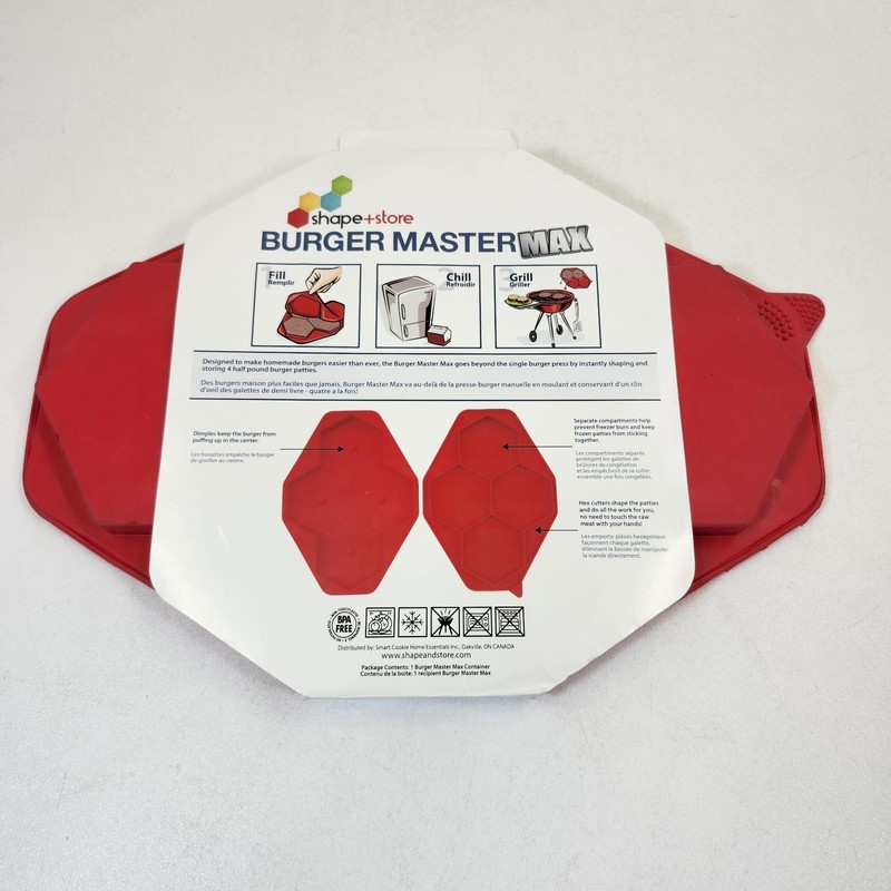 Burger Master Max Shape & Store 4 Half Pound Burgers Silicone Freezer Container gallery