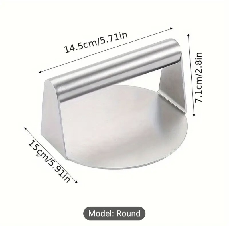 SMASH BURGER PRESS 5.9" Round Stainless Steel Burger Press, NEW in Original Box! gallery