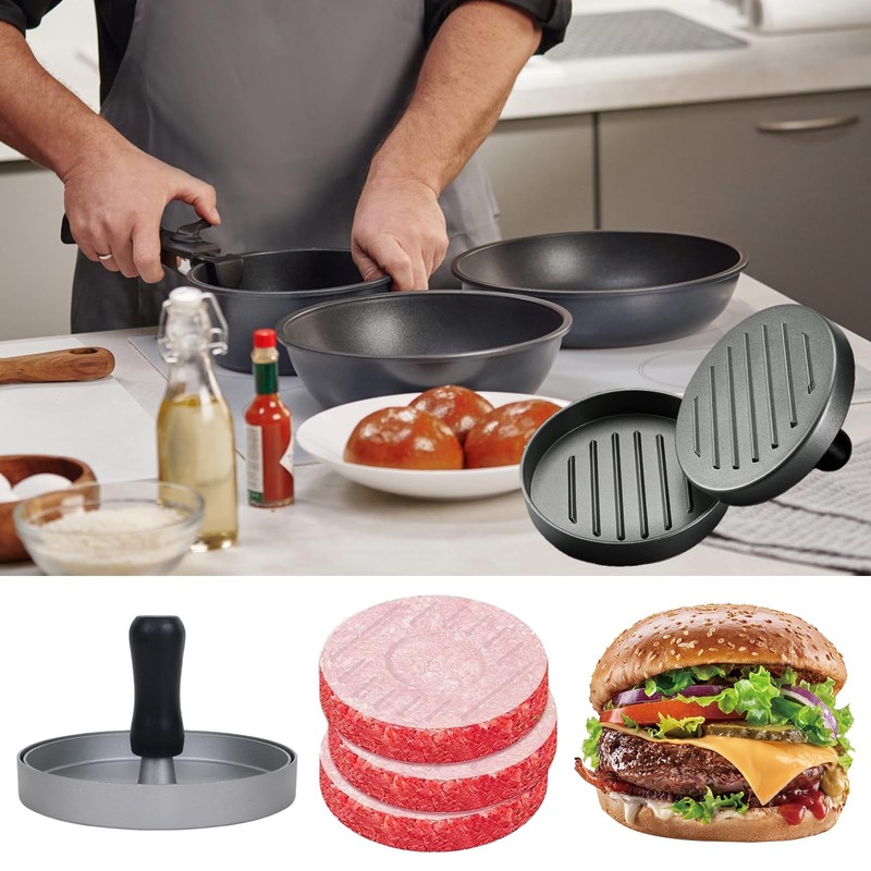 100 PCS Papers Aluminum Burger Press Hamburger Patty Maker NonStick Mold gallery