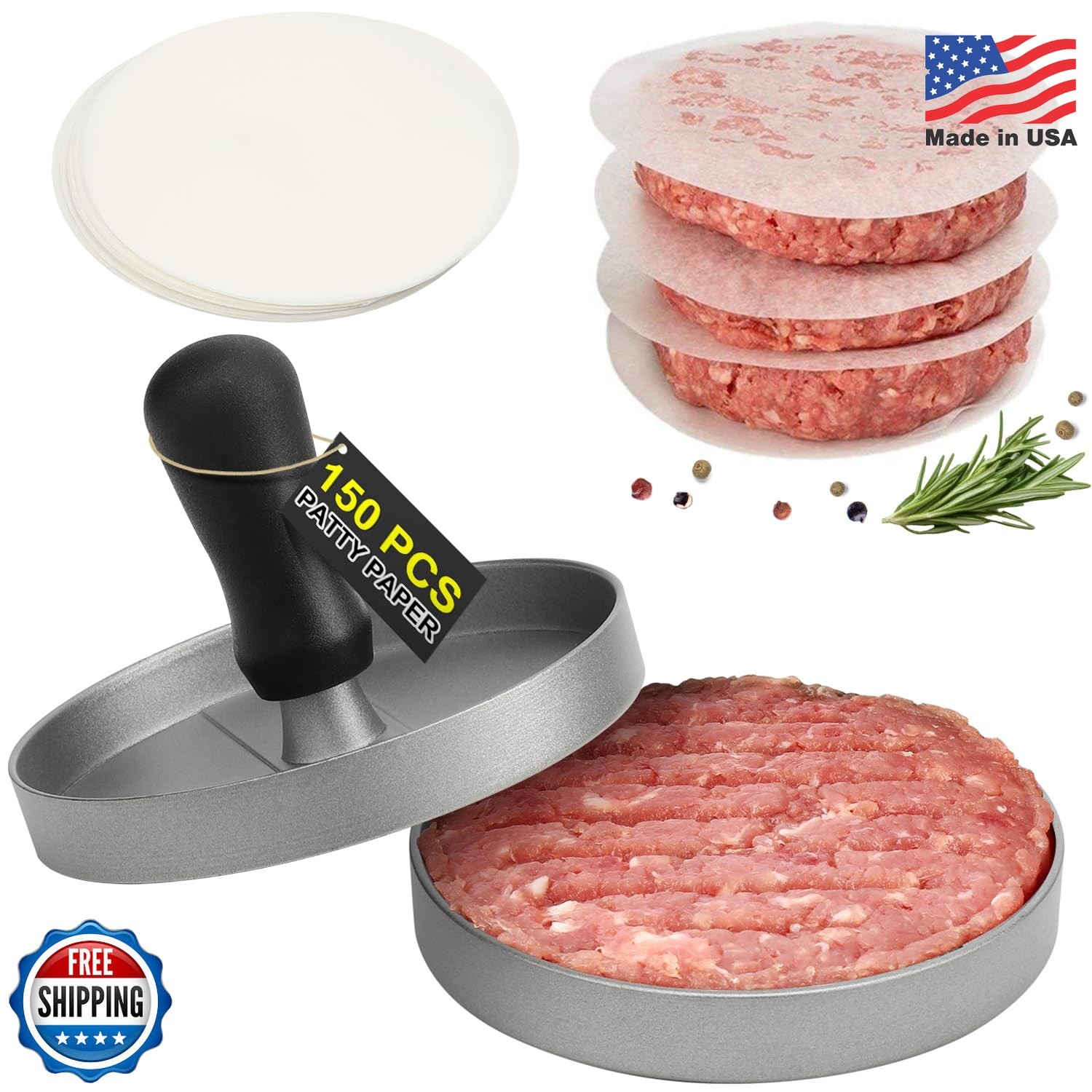 TACGEA Burger Press 150 Patty Papers, Non-Stick Hamburger Patty Maker with Wax P gallery