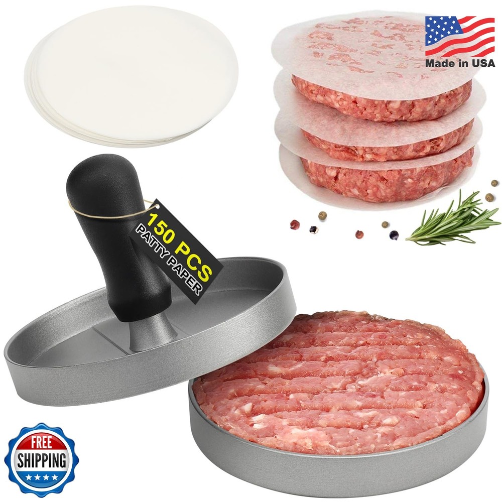 TACGEA Burger Press 150 Patty Papers, Non-Stick Hamburger Patty Maker with Wax P