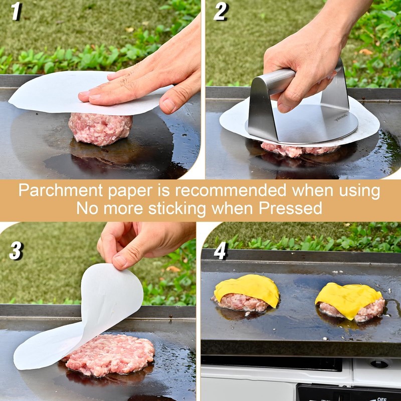 7 Inch Cast Iron Grill Press Burger Bacon Steak Heavy Duty For Flat Top Griddle gallery