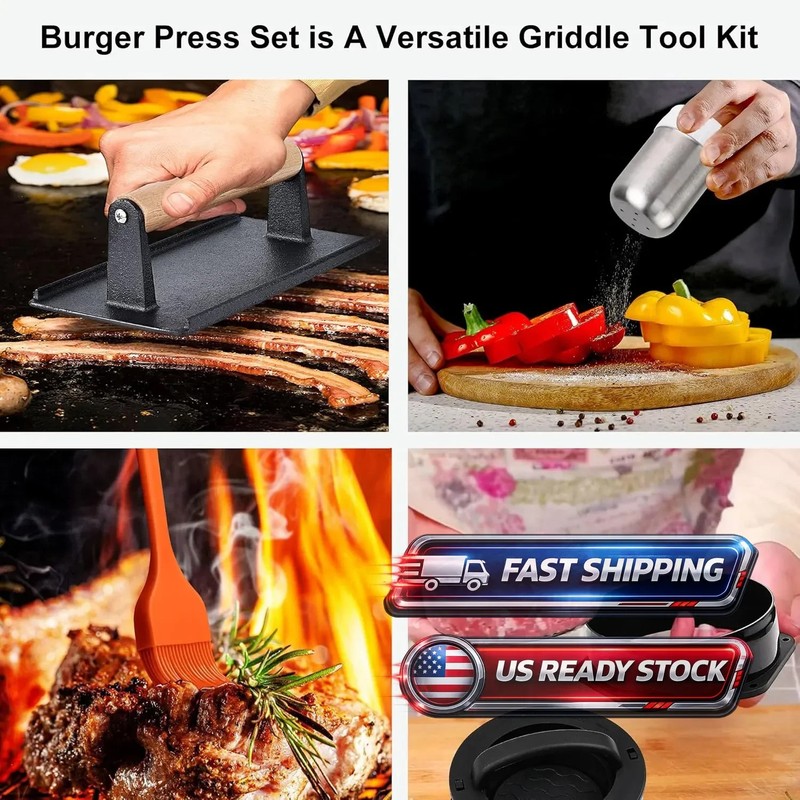 Kitchen Tools Heavy Duty Cast Iron Grill Press Burger Press Bacon Press Barbecue gallery
