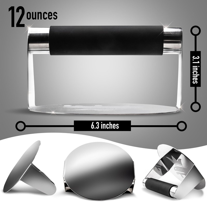 ™ - Mirror Polished Stainless Steel Smash Burger Press - Hamburger Smasher To... gallery