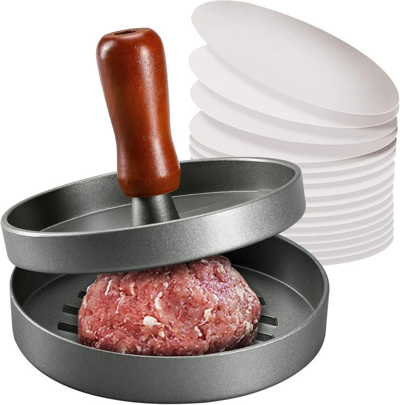 Stainless Steel Patty Maker Mold with Wood Handle gallery