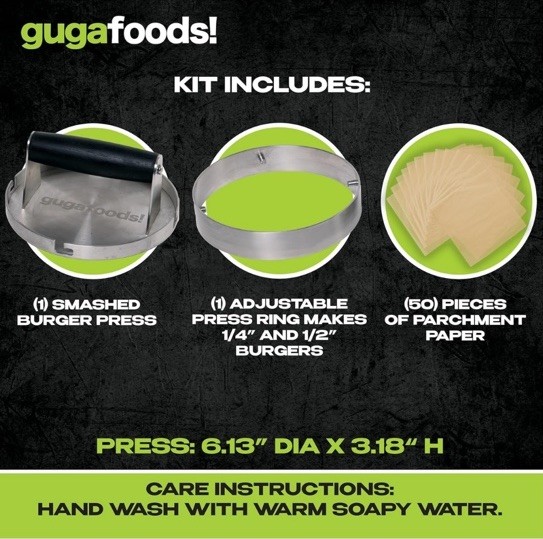 Guga Foods- Adjustable Burger Press, Stainless Steel ~ NEW gallery