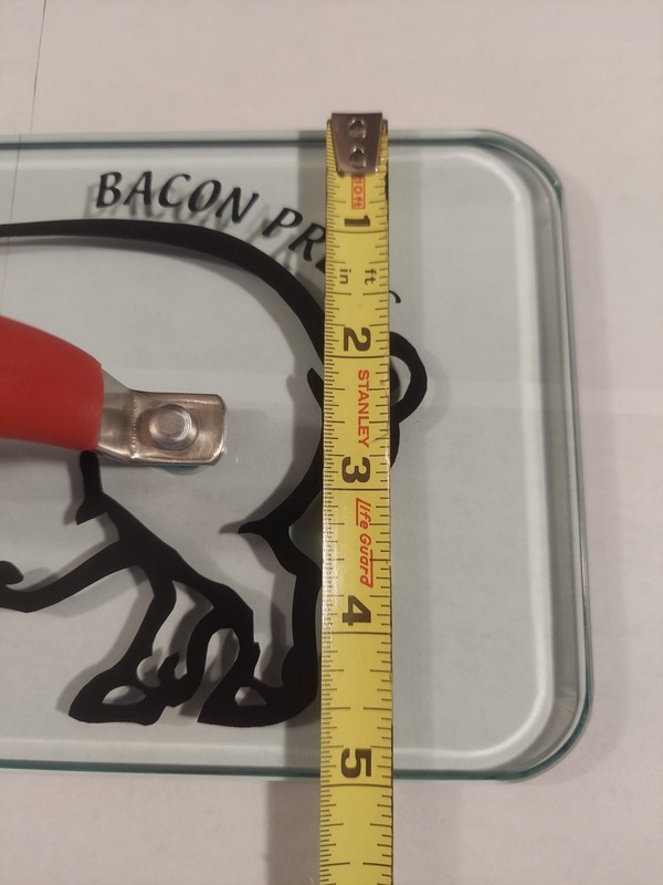 Prepology 2lb Glass Bacon Burger Press Pig Decal Gray Comfort Grip Handle Grill gallery