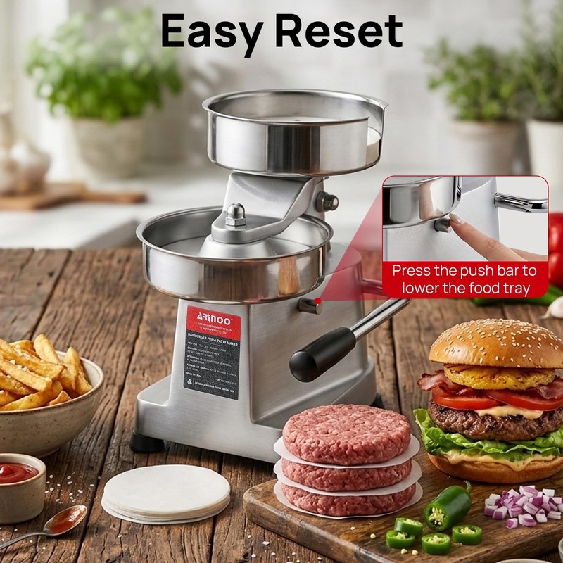 Commercial Burger Patty Maker, Stainless Steel Heavy Duty Burger Press Meat P... gallery