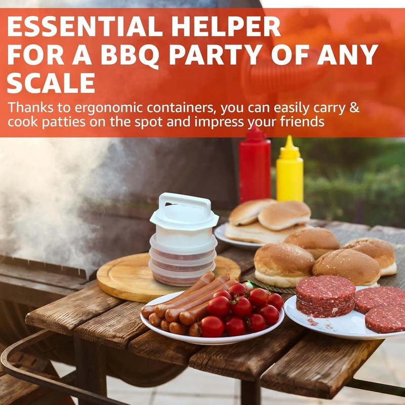 Hamburger Press Patty Maker 4 in1 Burger Mold Patty Press 6 Storage Containers gallery