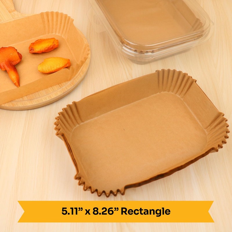 Mindful Design Air Fryer Paper Liners,125Pcs Rectangle 8.5"x5.5", Tan gallery