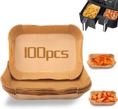100Pcs Baking Paper Liners for Air Fryers – Rectangular