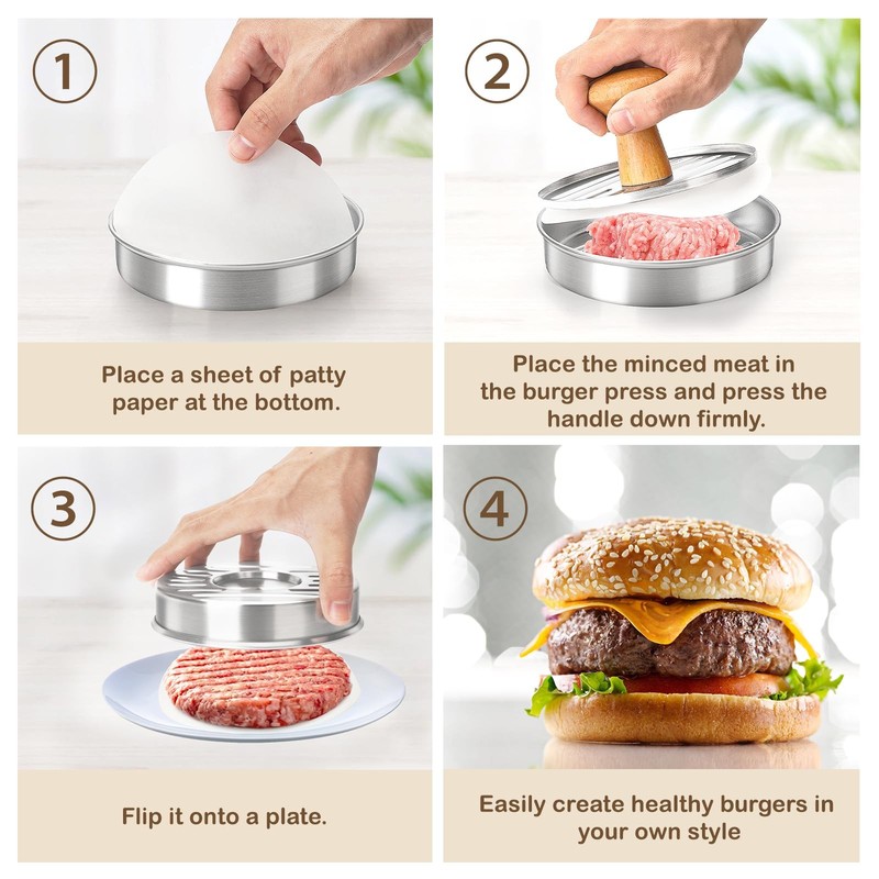 Burger Press 5" Hamburger Press Patty Maker NonStick Hamburger Mol gallery