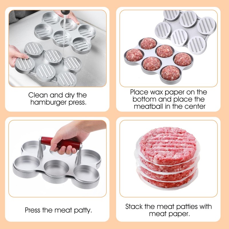 Mini Burger Press Sausage Patty Press with 300 Patty Papers Six 2.75-Inch Mol... gallery