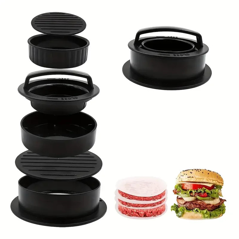3 in 1 Burger Press Patty Maker Stuffed Hamburger Press Kit with 100 Wax Papers gallery