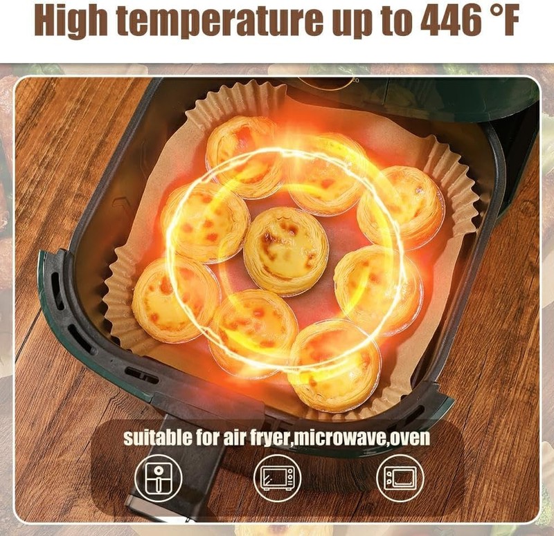 7.5 Inch Air Fryer Parchment Paper Liners 7.5"Square-150pcs, Wood gallery
