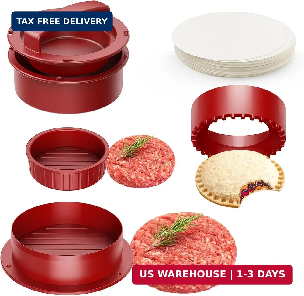 Pisol Hamburger Press, 4-in-1 Burger Press Patty Maker Slider, Stuffed Burgers S